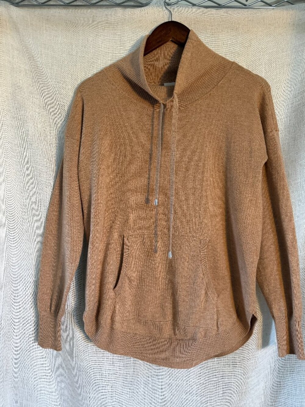 Camel Sweater wtih front pocket, size small, tunic style